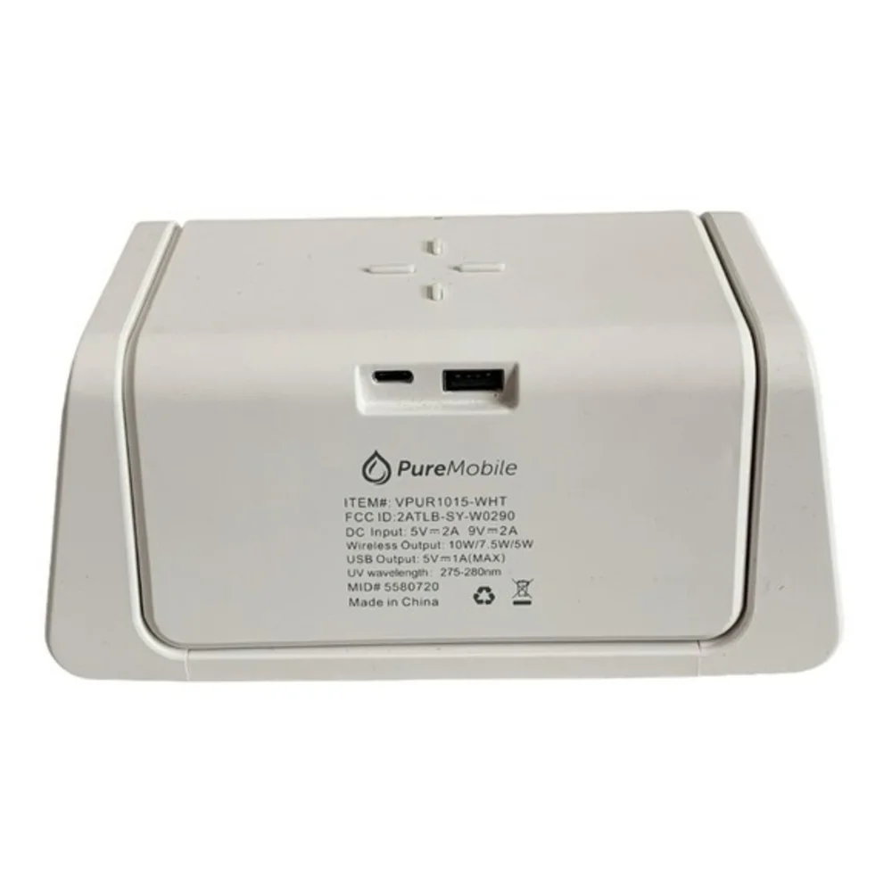 PureMobile VPUR1015 UV Sterilizer Alarm Clock Wireless Charger 3-in-1 White